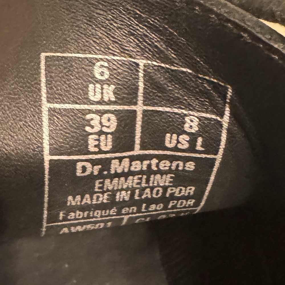 Dr. Martens Emmeline 5 Eye Black Smooth Leather Boots Womens US 8 EU39 - Picture 5 of 16